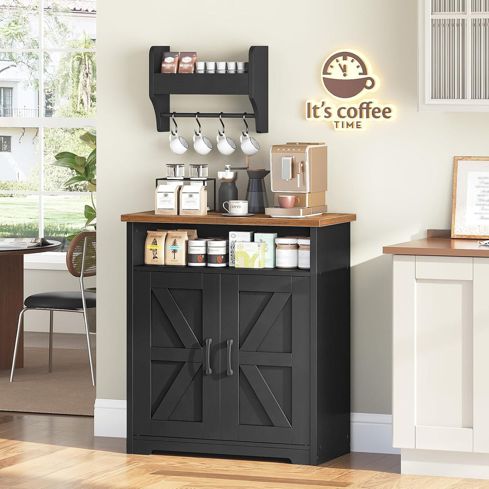 YATINEY Coffee Bar Cabinet, Kitchen Island with Storage, Farmhouse Sideboard ...