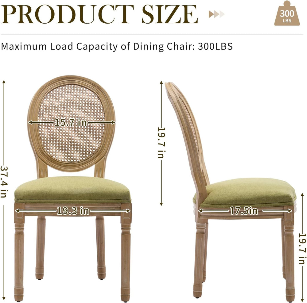 French Country Dining Chairs Set of 4๏ผFabric Upholstered Dining Chair with Ro...