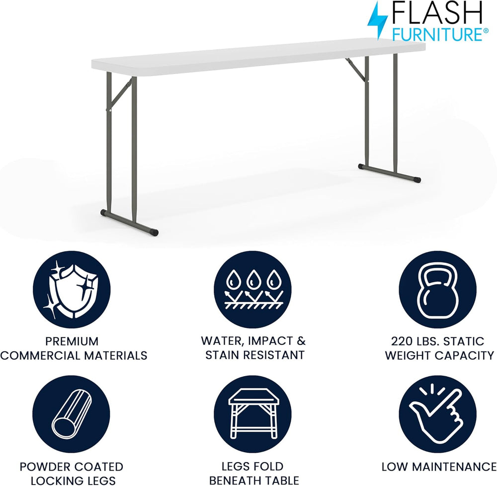 Flash Furniture 6 ft Plastic Folding Training Table, Granite White | Durable ...