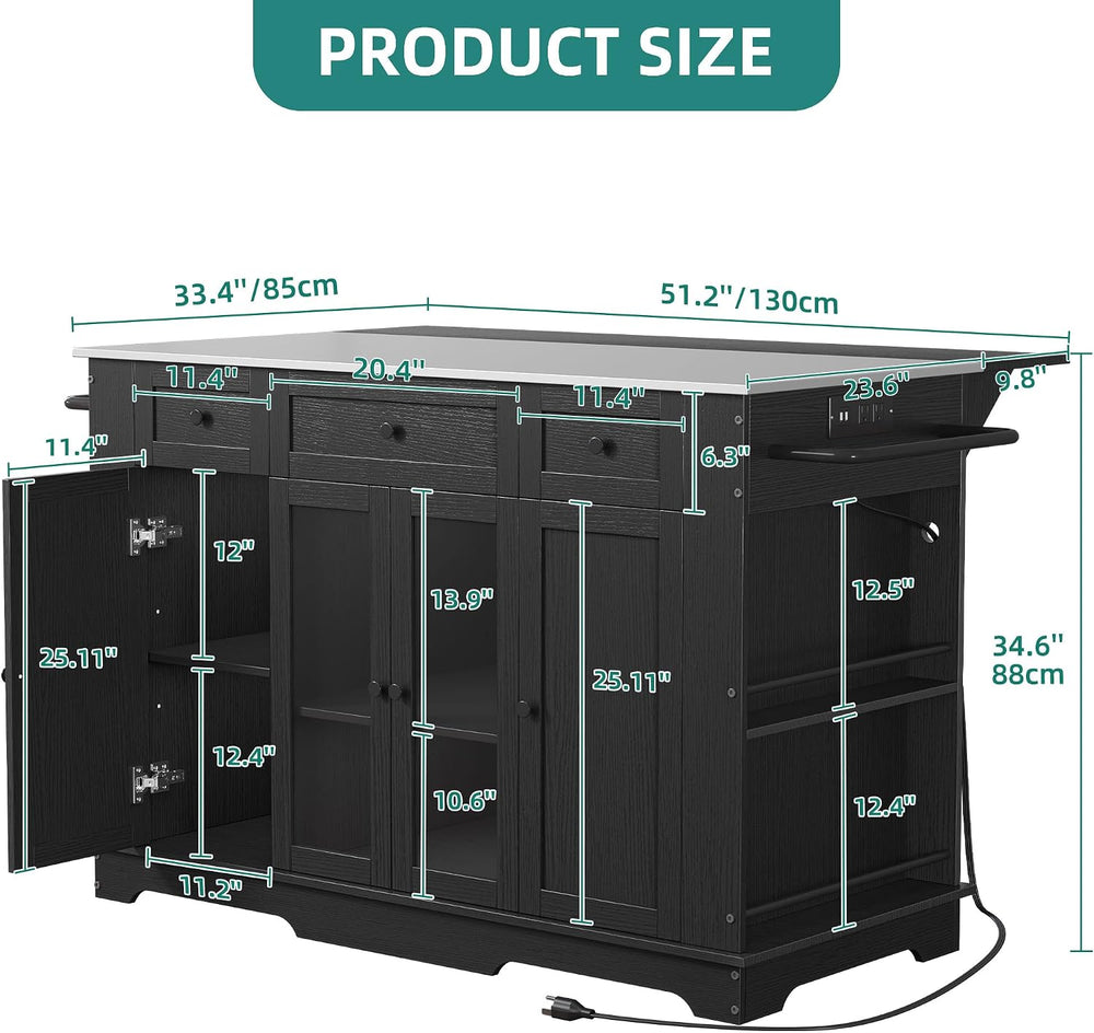 YITAHOME 60 Inch Kitchen Island with Drop Leaf | Mobile Stroage Islands with ...