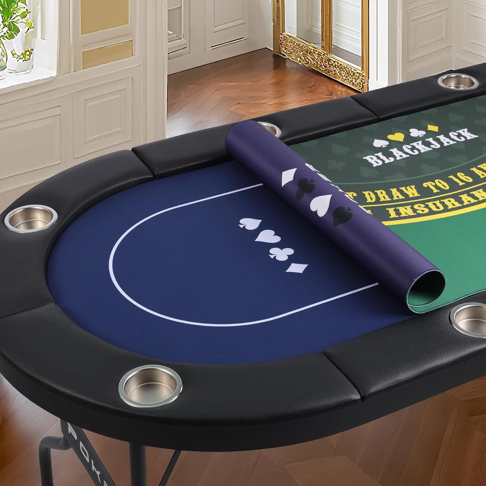 3-in-1 Foldable Poker Table for 8 Players with Interchangeable Game Mat