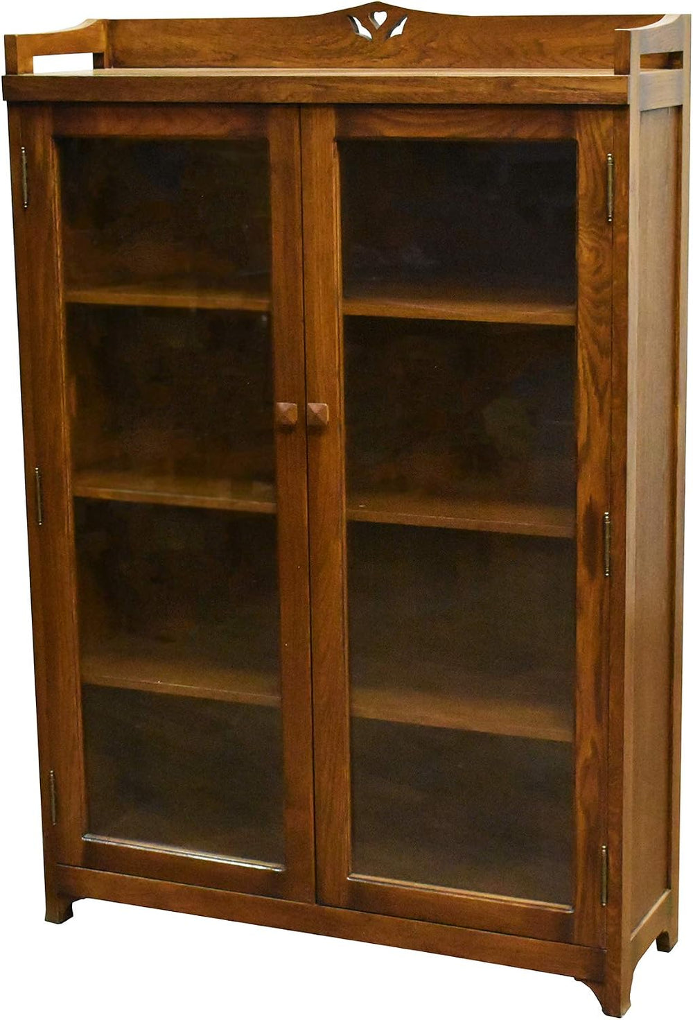 Crafters and Weavers Arts and Crafts Wood Curio Cabinet in Walnut
