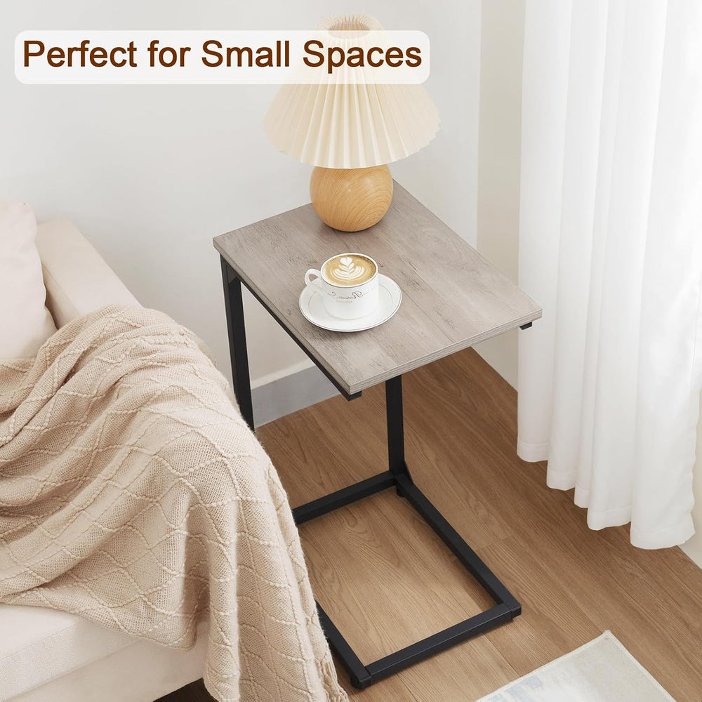 AMHANCIBLE C Shaped End Table Set of 2, Couch Side Table that Slide Under