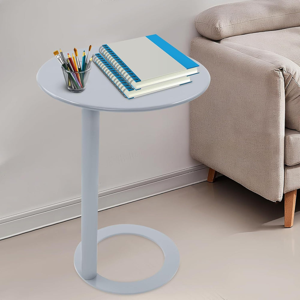 C-Shaped Round Side Table, Couch Side Tables with O-Shaped Base, Metal End Ta...