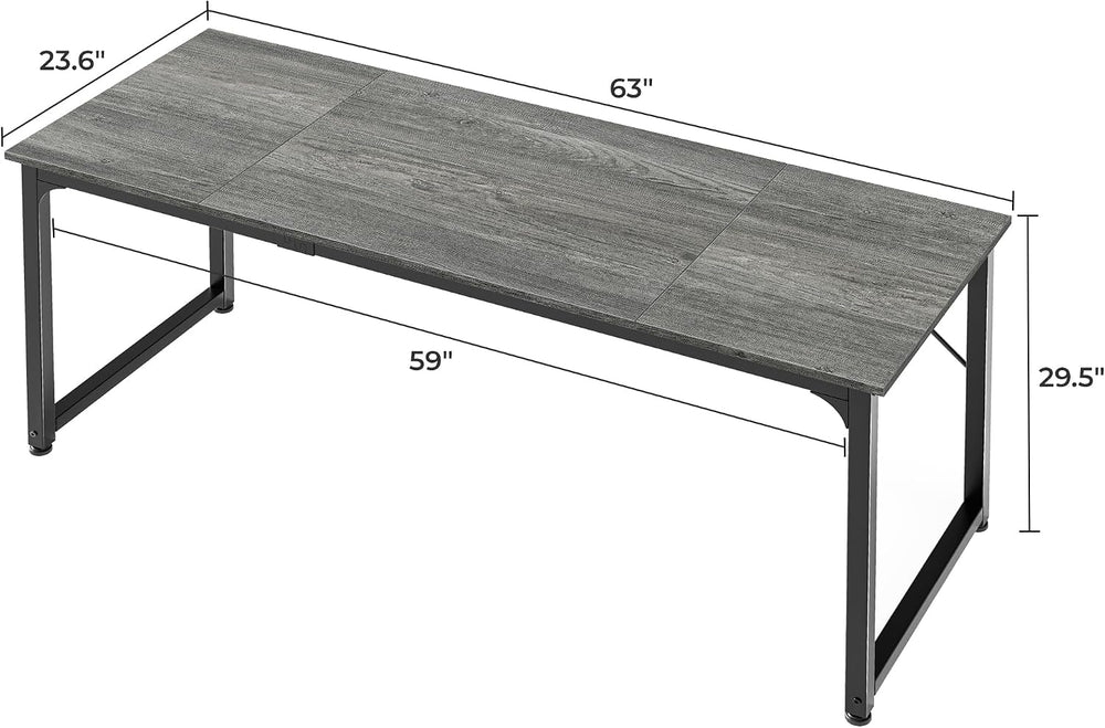 Huuger Computer Gaming Desk, 63 Inch Office Desk with Storage, Writing Work S...