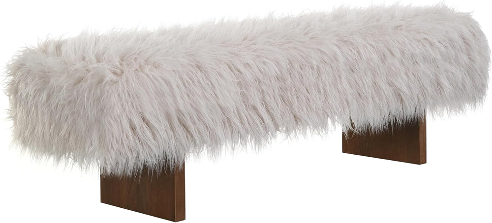 Christopher Knight Home Lenka 67" Long-haired Faux Wool Bedroom Bench, R...