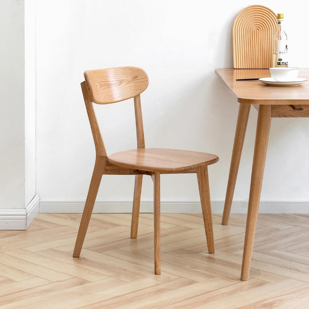 Oak Dining Chairs, Kitchen Chairs, 100% Solid Wood Modern Dinner Chair with C...