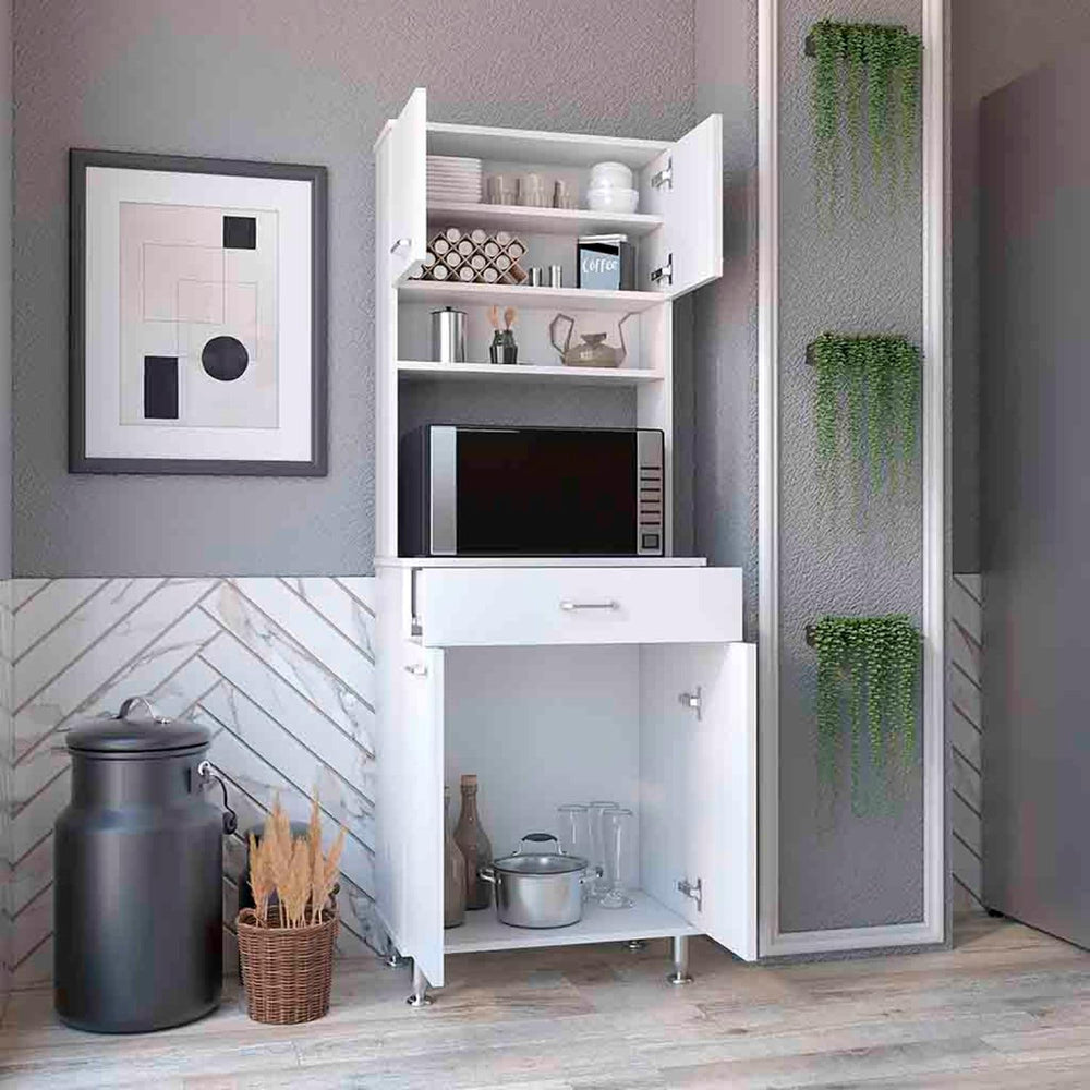 Pantry Cabinet 67" H, Four Doors, One Drawer, Ideal for Kitchens and Din...