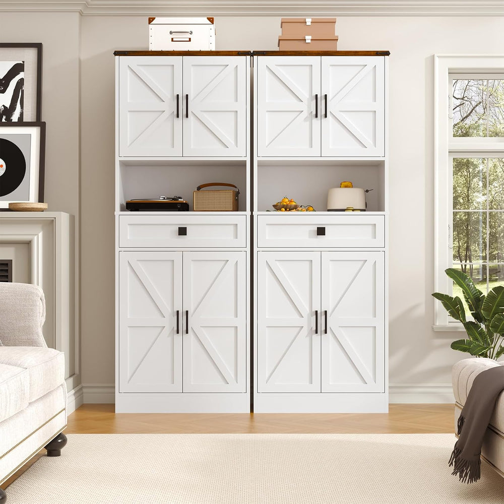 67" Tall Farmhouse Pantry Cabinet with Drawer,Small Storage Cabinet for ...