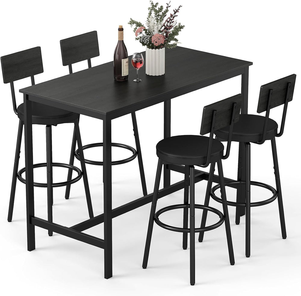 Zevemomo 5-Piece Dining Table Set, Bar Table Set for 4, Kitchen Table and Cha...