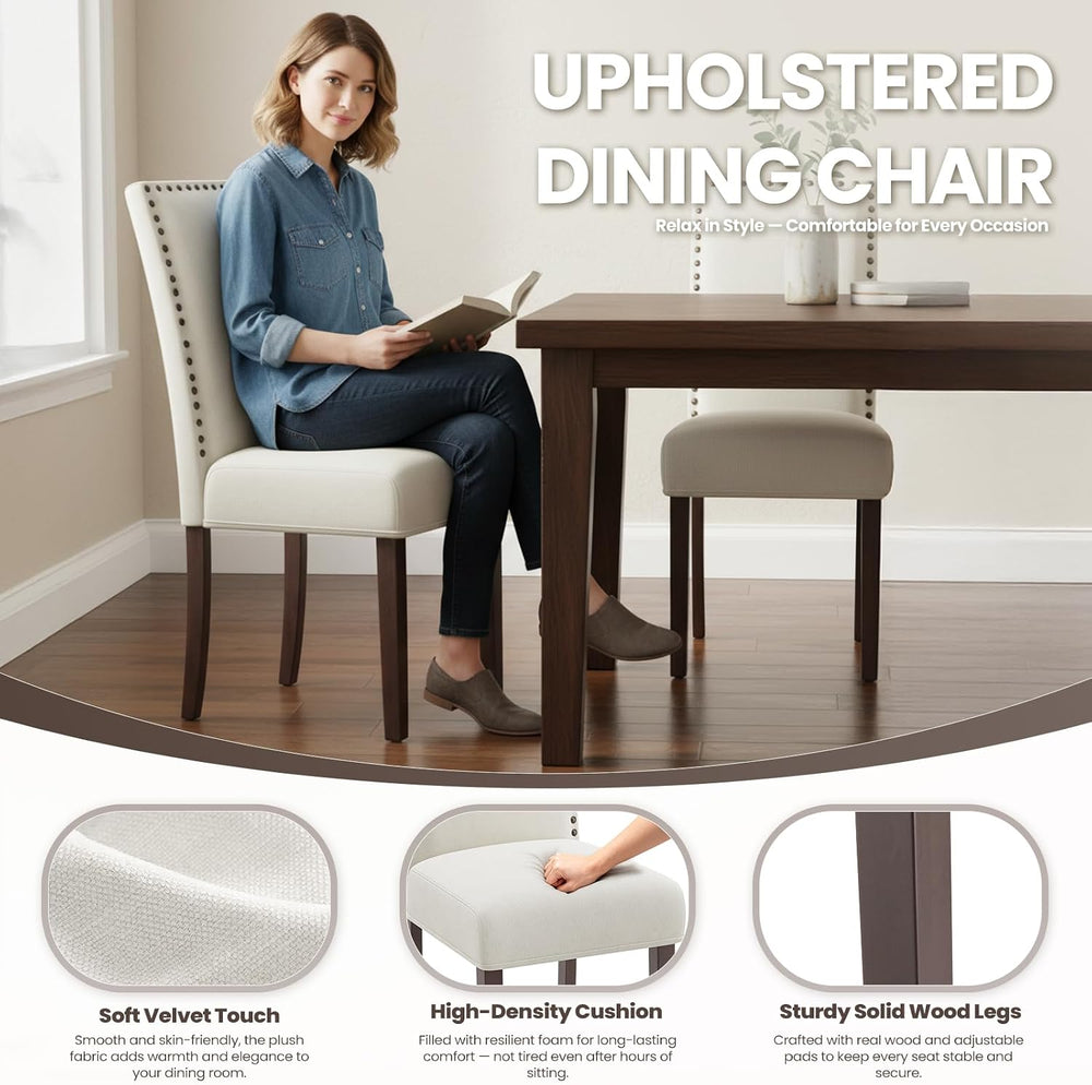 MALOL Velvet Dining Chairs Set of 2, Upholstered Kitchen Chairs with Thick Cu...