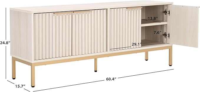 SAFAVIEH Lylia TV Stand for up to 65" Flatscreen – White & Gold, 4 D...