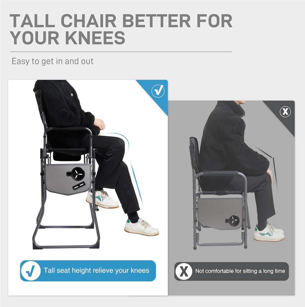 EVER ADVANCED Portable 30.7" Seat Height Tall Camping Directors Chair | ...