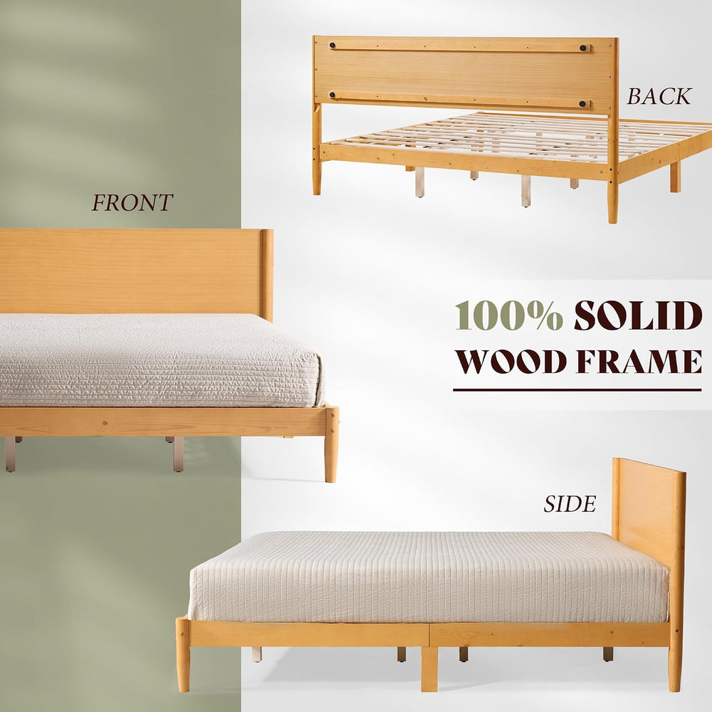 AMERLIFE 3 Piece Bedroom Set Includes Solid Wood King Platform Bed Frame with...