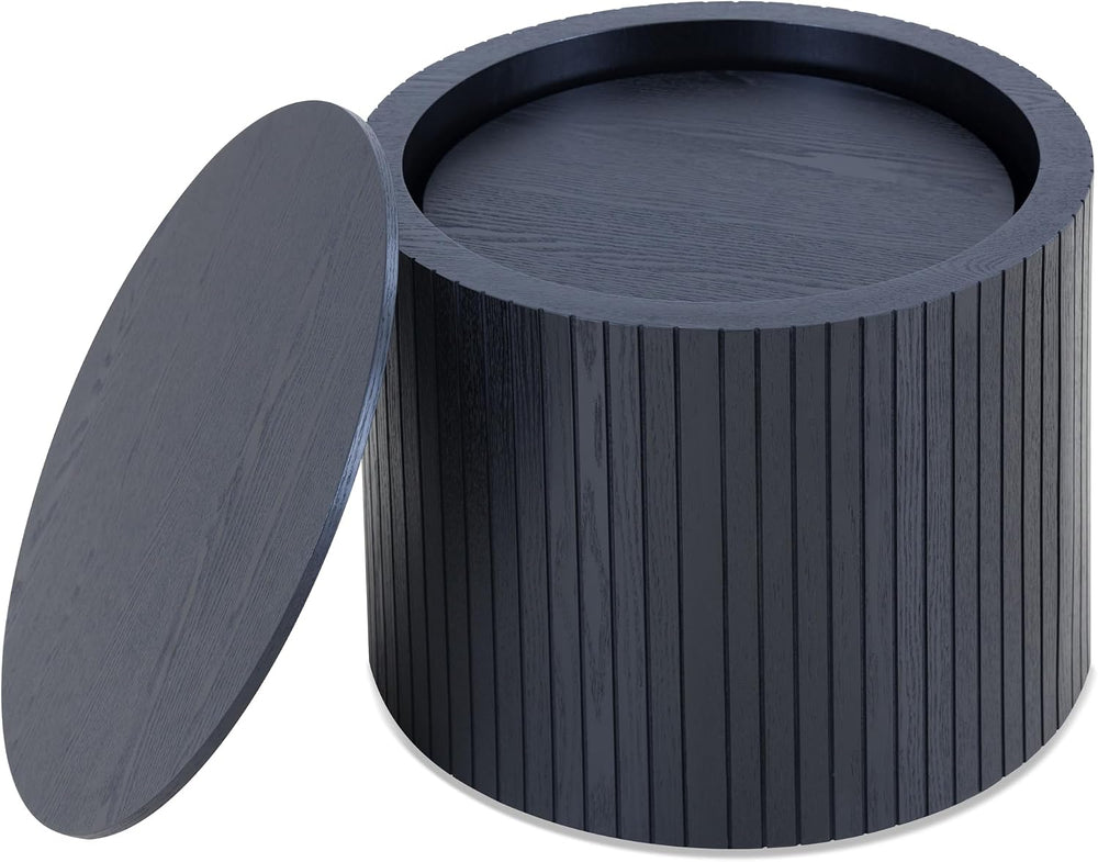 Nesting Coffee Table Set of 2,Modern Round Wooden Coffee Tables with Storage,...