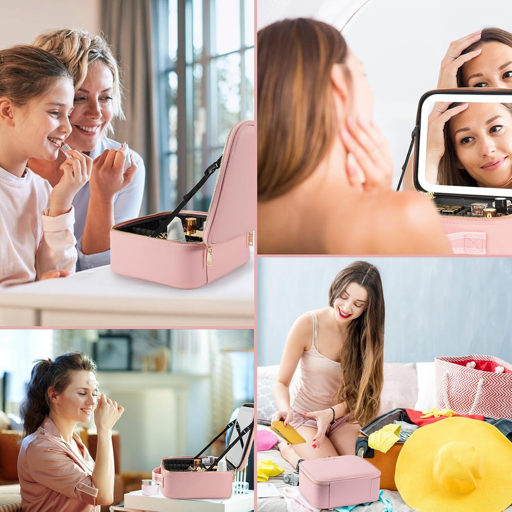 Extrei Gent Makeup Travel Train Case with Mirror LED Light 3 Adjustable Brigh...
