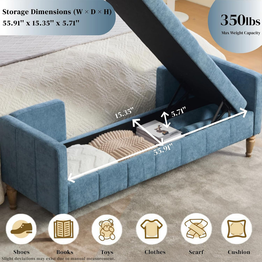 Aoiy & Wifon 64.57" W End of Bed Bench King Size, Upholstered Large ...