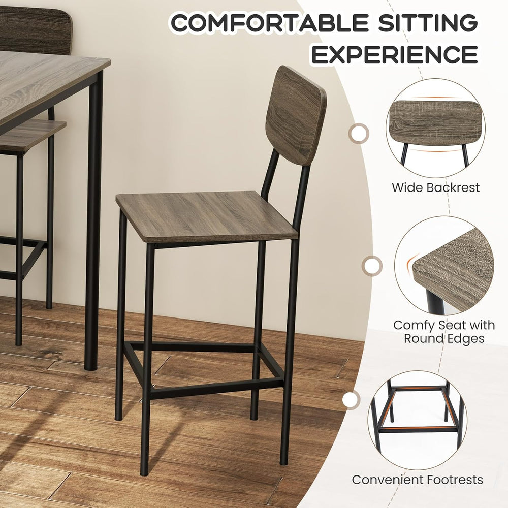 GIANTEX 5-Piece Dining Table Set W/Counter Height Table & 4 Bar Stools, M...