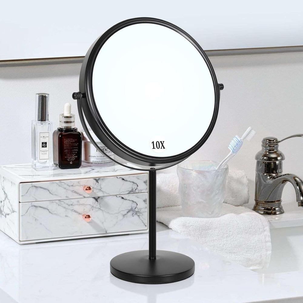 Large Size Tabletop Makeup Mirror with Magnification, 9-Inch Double-Sided 360...