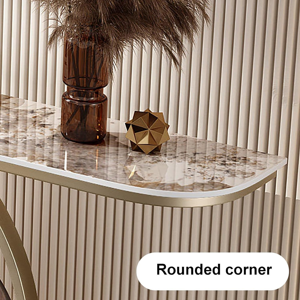 Modern Console Table Rock Panel with Metal Frame Decorative Table for Living ...