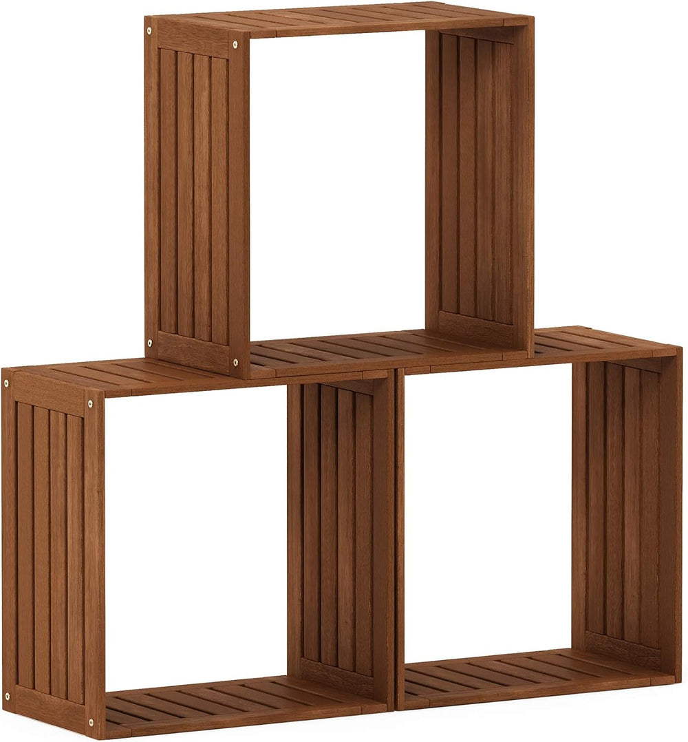 Furinno TIOMAN Outdoor Storage, Multipurpose Stacking Shelf in Teak Oil, for ...