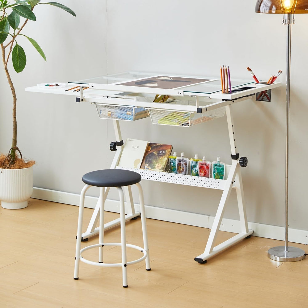 GarveeHome Drafting Table w/Stool, Height Adjustable Multifunctional Art Craf...