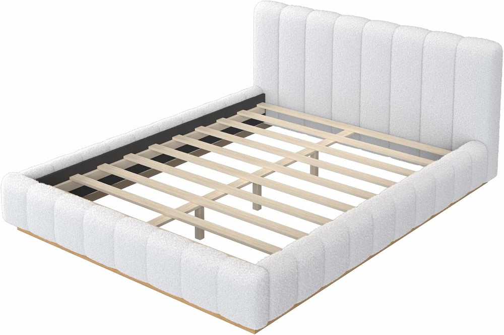 Merax Queen Size Boucle Cloud Platform Bed Frame with Thick Headboard, Modern...