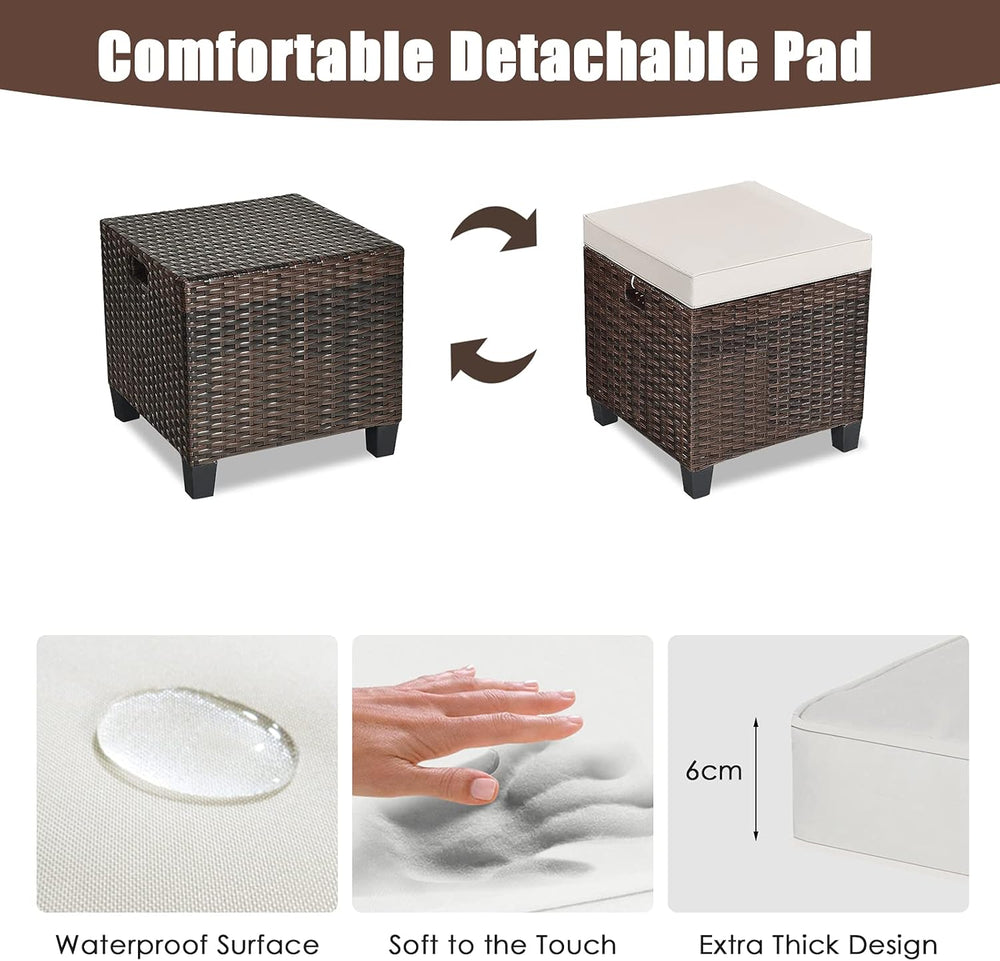 ORALNER Set of 2 Outdoor Ottoman, 16" Wicker Footstools, All-Weather Rat...