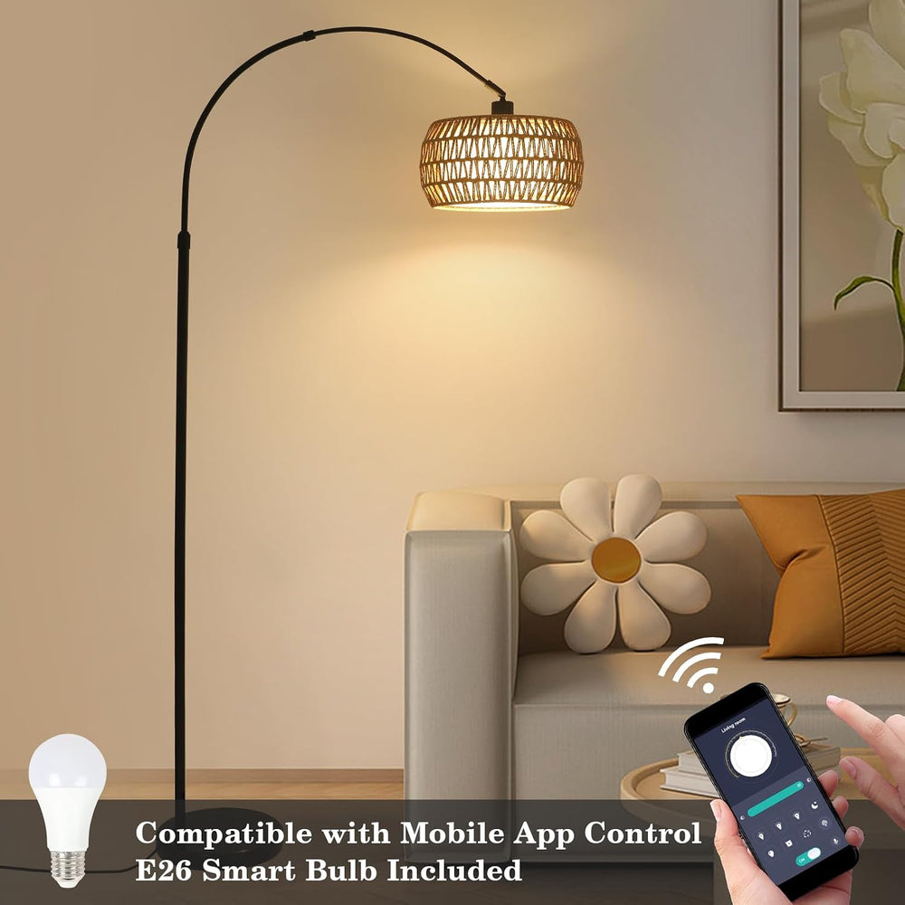 Arc Floor Lamps for Living Room with 3 Color Temperatures, Black Standing Lam...