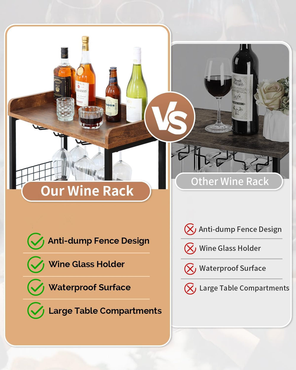 KATHY&BOB Morden Wood Wine Rack Freestanding Floor, 5-Tier Wine Storage S...