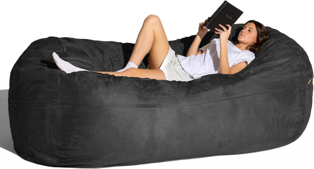 Jaxx 7 Foot Giant Bean Bag Sofa, Black