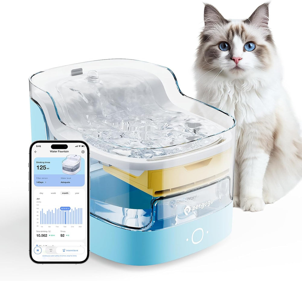 PETGUGU AI Cat Water Fountain,App Monitoring Pet Fountains for Cats Indoor wi...