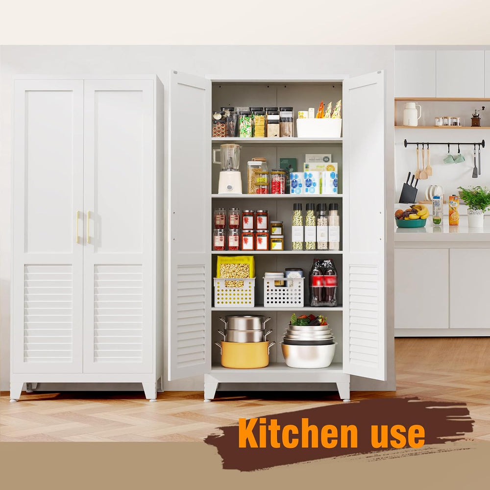 61''Kitchen Pantry cabinet ,Adjustable Storage Cabinet with 2 Doors a...