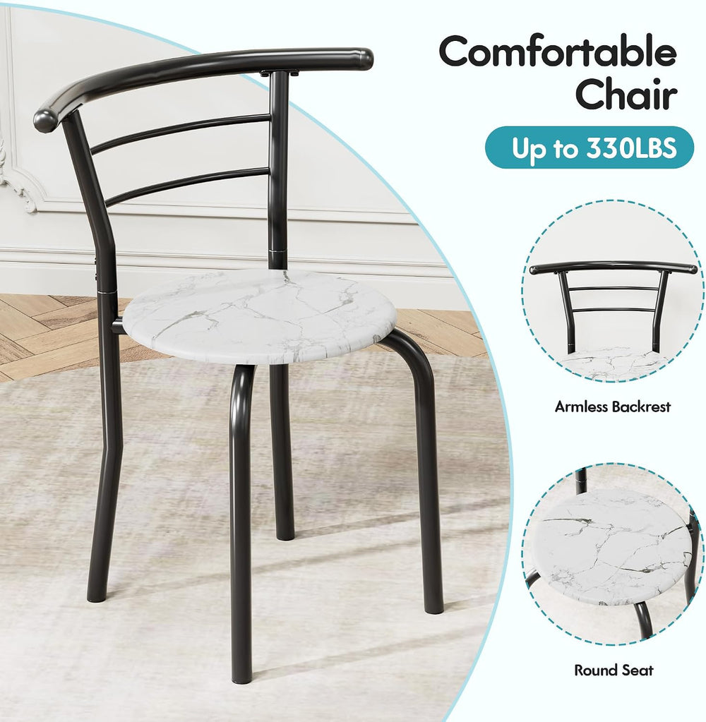 Flamaker Dining Table for 2, 3 Piece Round Table & Chair Set, White &...