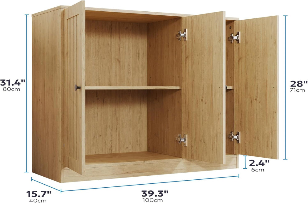 Furnify Buffet Cabinet with 3 Door, Kitchen Storage Cabinet with Adjustable S...