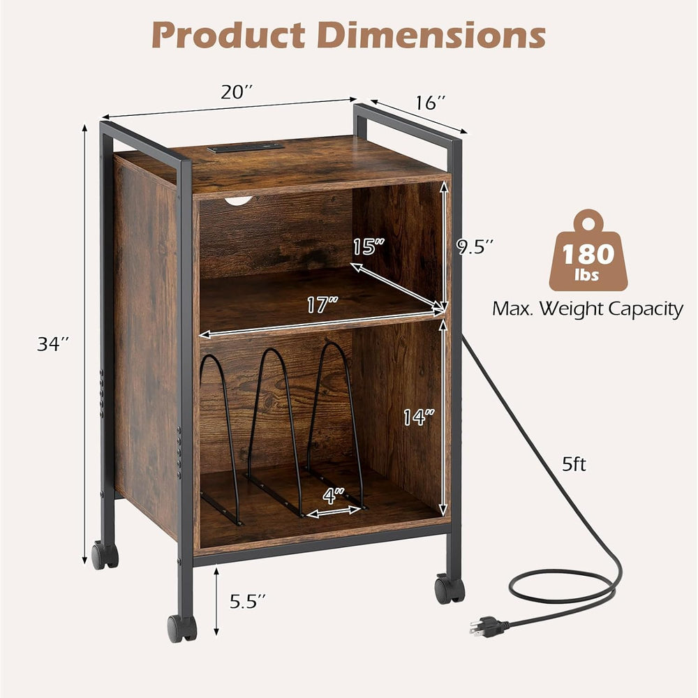 LOKO Record Player Stand with Charging Station, 3-Tier Vinyl Turntable Stand ...