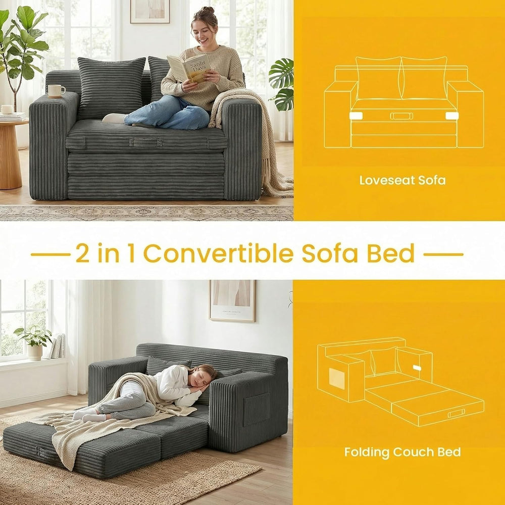 Boneless Couch,Boneless Loveseat Sleeper Sofa Bed – 3-in-1 Convertible Couch ...