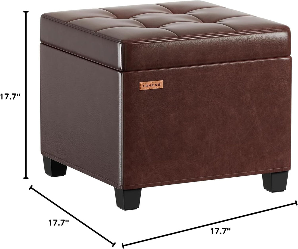 ABHENG Steel Frame Square Ottoman with Storage Antique Brown UASND63R | 17.7&...