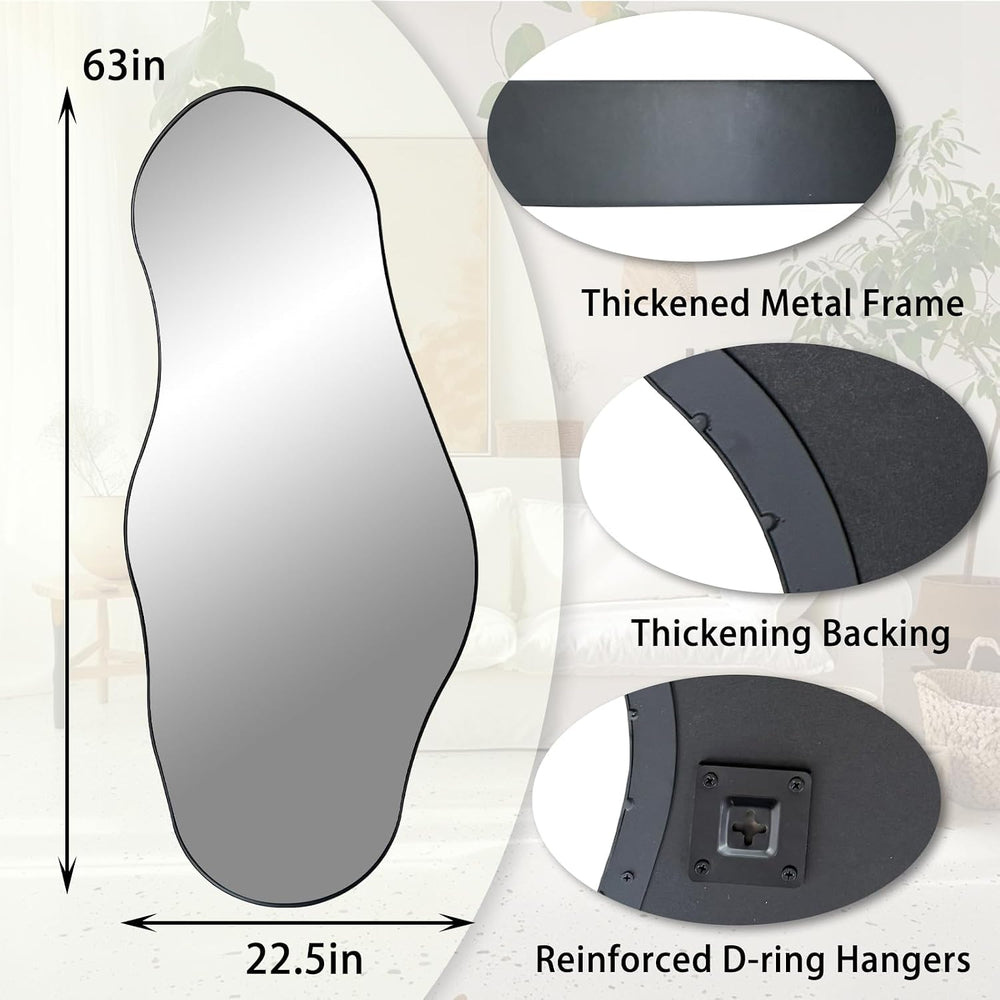 Irregular Mirror Full Length, 63"x22.5" Large Asymmetrical Wall Mir...