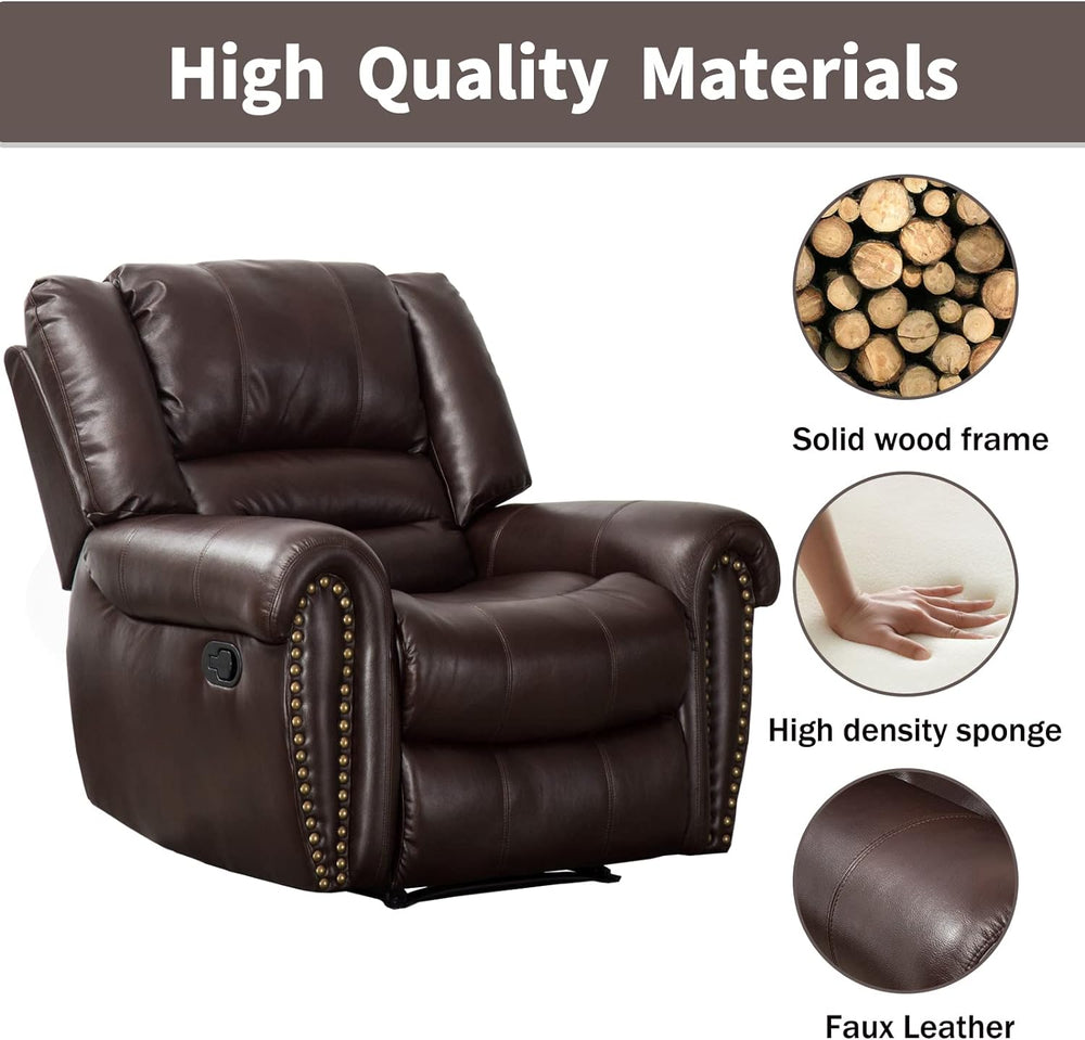 CANMOV Leather Recliner Chair, Classic and Traditional Manual Recliner Chair ...