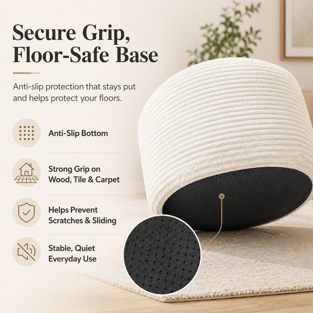 Round Pouf Ottoman Foot Rest 20 X 15 - Floor Pouf for Living Room Seating, So...