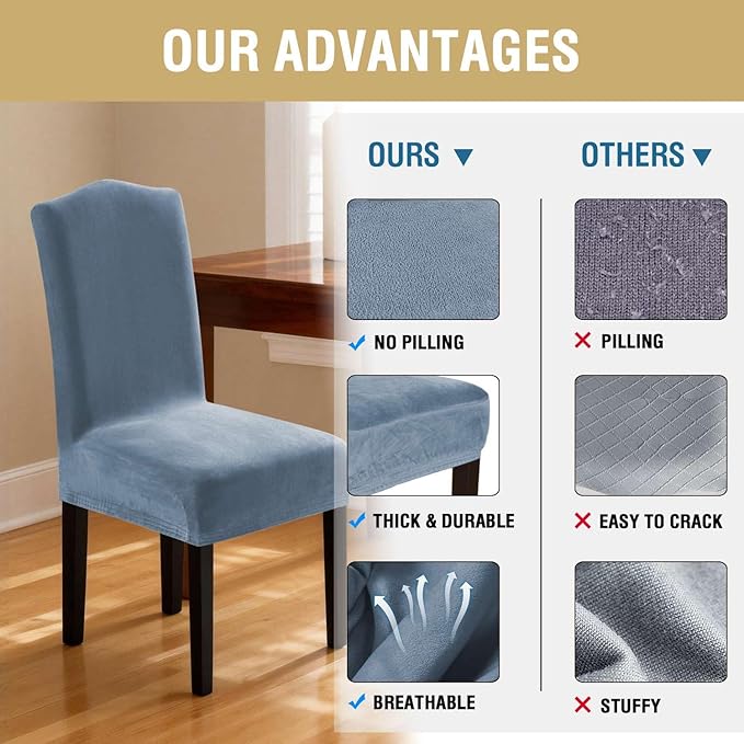H.VERSAILTEX Velvet Dining Chair Covers Stretch Chair Covers for Dining Room ...