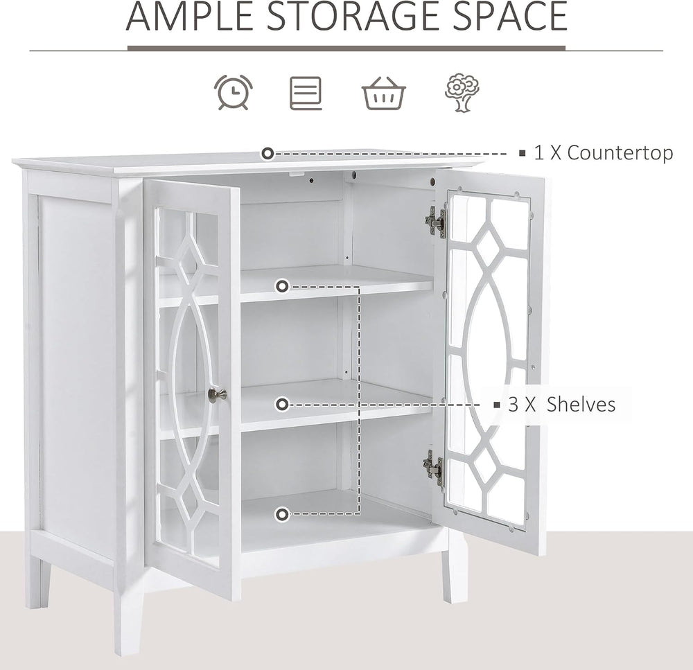 HOMCOM Sideboard Buffet Cabinet, Kitchen Side Cabinet, White
