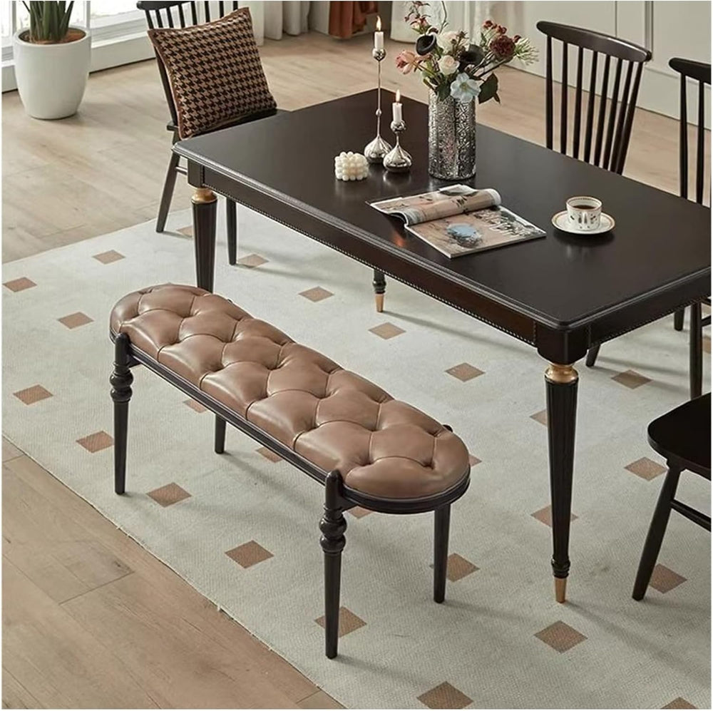 Modern Upholstered Bedroom Benches with Black Legs Genuine Leather Bench for ...