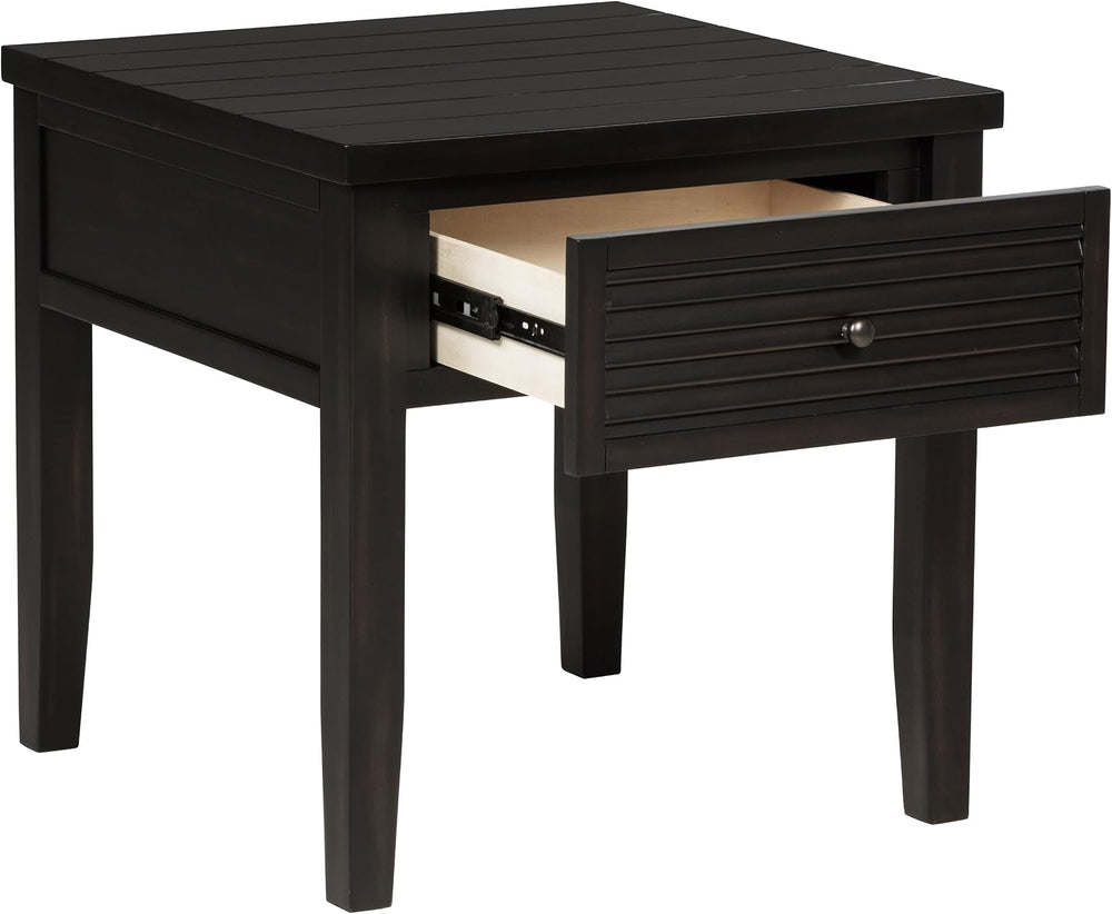 Sutter, End Table, Side Table, Java Pine Veneer Accent Table, Square Living R...