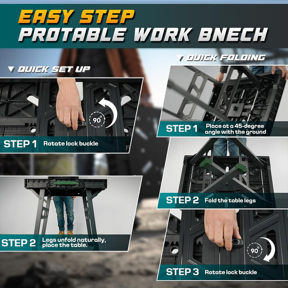 Express Folding Work Table, Easy Setup Portable Folding Work Table & Port...