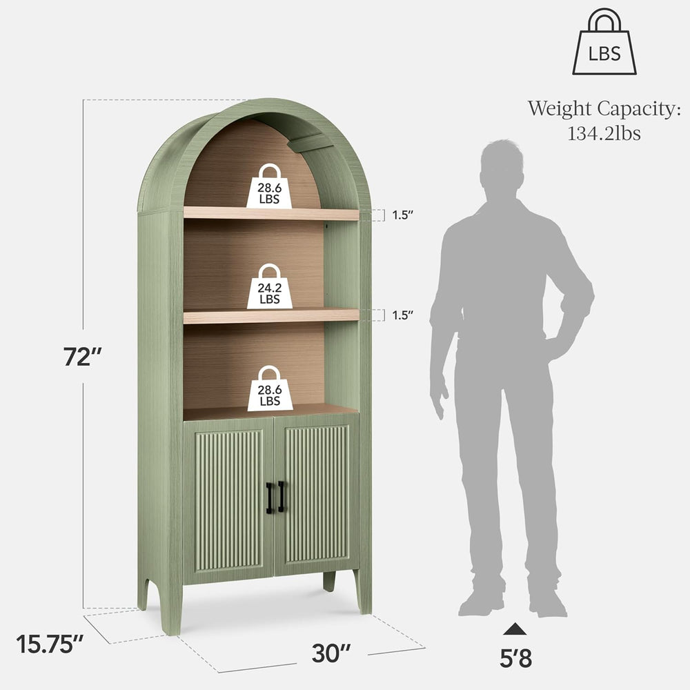 Best Choice Products 72" Tall Arched Pantry Cabinet w/Reeded Doors, 5-Ti...