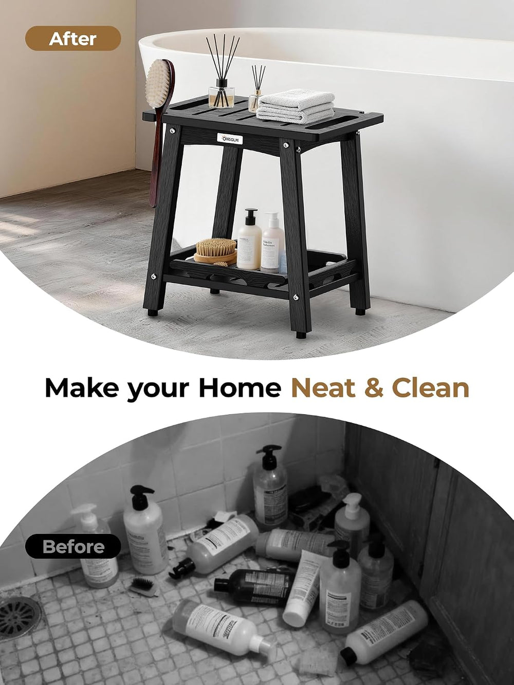 Shower Bench Seat, Non-Slip Shower Benches for Inside Shower to Sit on, HDPE ...