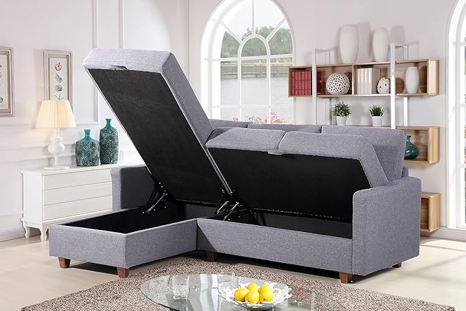 Container Furniture Direct Sectional Sofa with Storage – Modern Upholstered L...