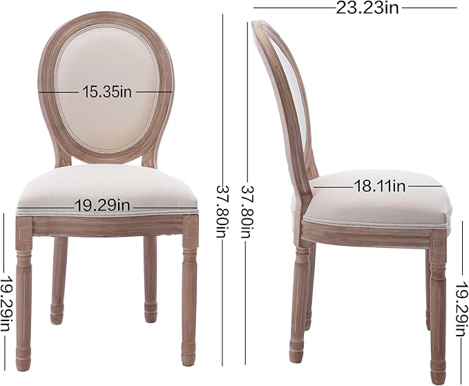 Nrizc French Dining Chairs Set of 2, French Country Dining Chairs, Vintage Fa...